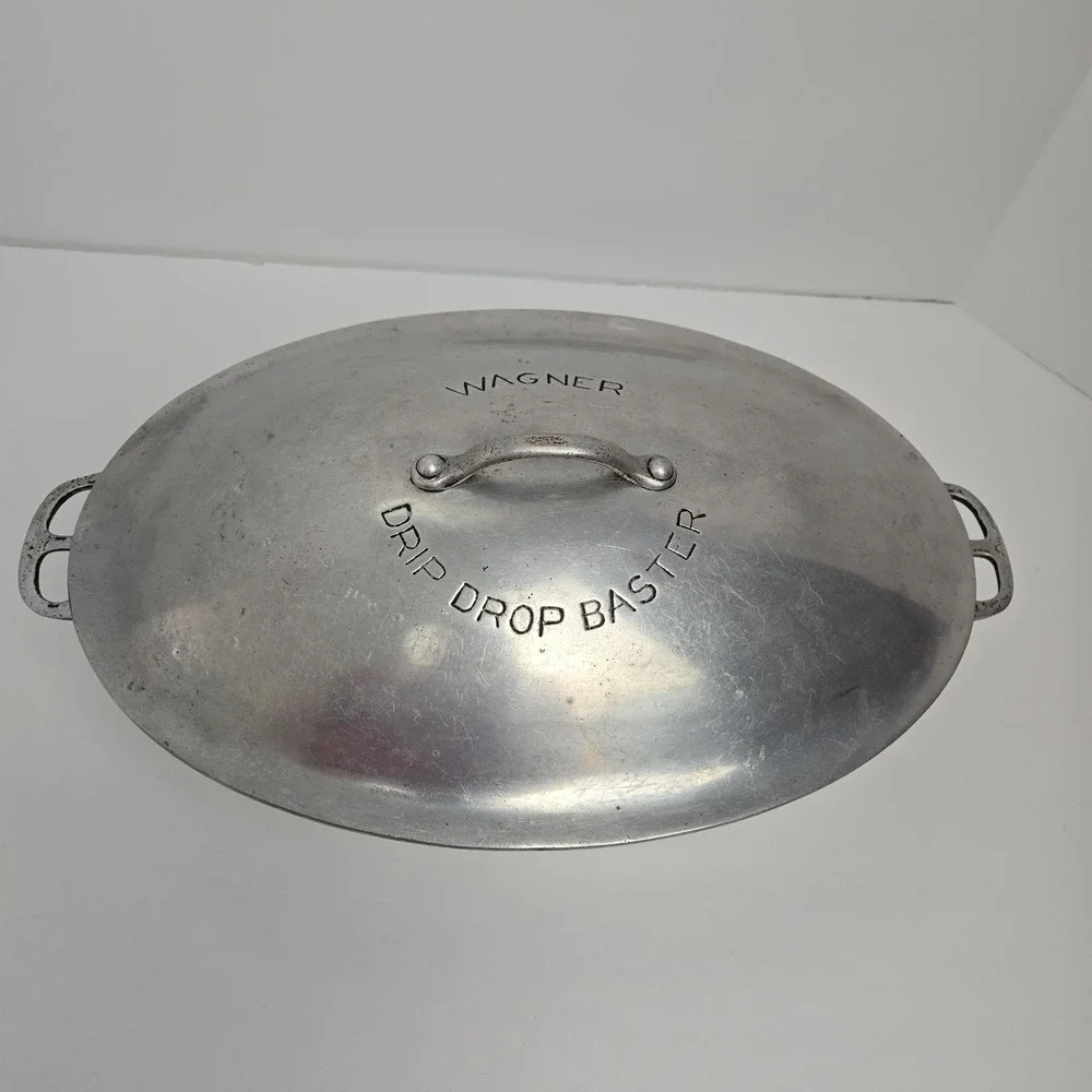 Wagner Ware # 5 265 Oval Drip Drop Roaster Lid And Trivet Vtg Magna Lite USA